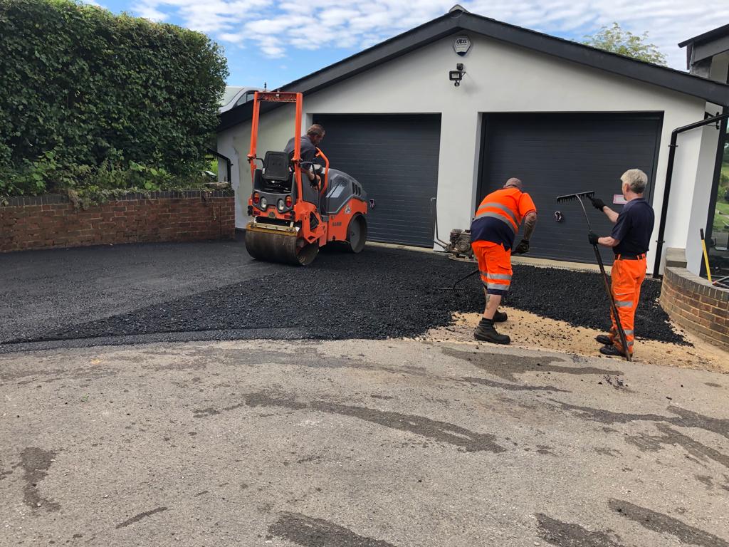 This is a photo of a bitumen driveway which is in the process of being installed by Boonah Asphalt & Bitumen Surfacing